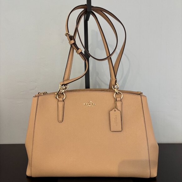 Coach Christie Carryall Tan Crossgrain Leather Satchel - Picture 4 of 13